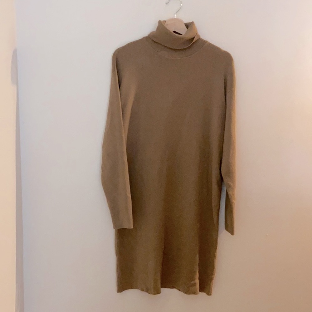 MICHAEL Michael Kors Turtle Neck Sweater Dress is Camel
